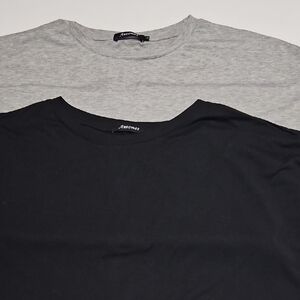 Automet Black and Gray Pull Over T-Shirt Rolled Sleeve Set Of 2 L/XL